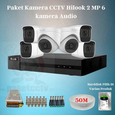 Paket Kamera CCTV 2MP Audio Paket CCTV Hilook 2MP 6 Kamera Siap Pasang